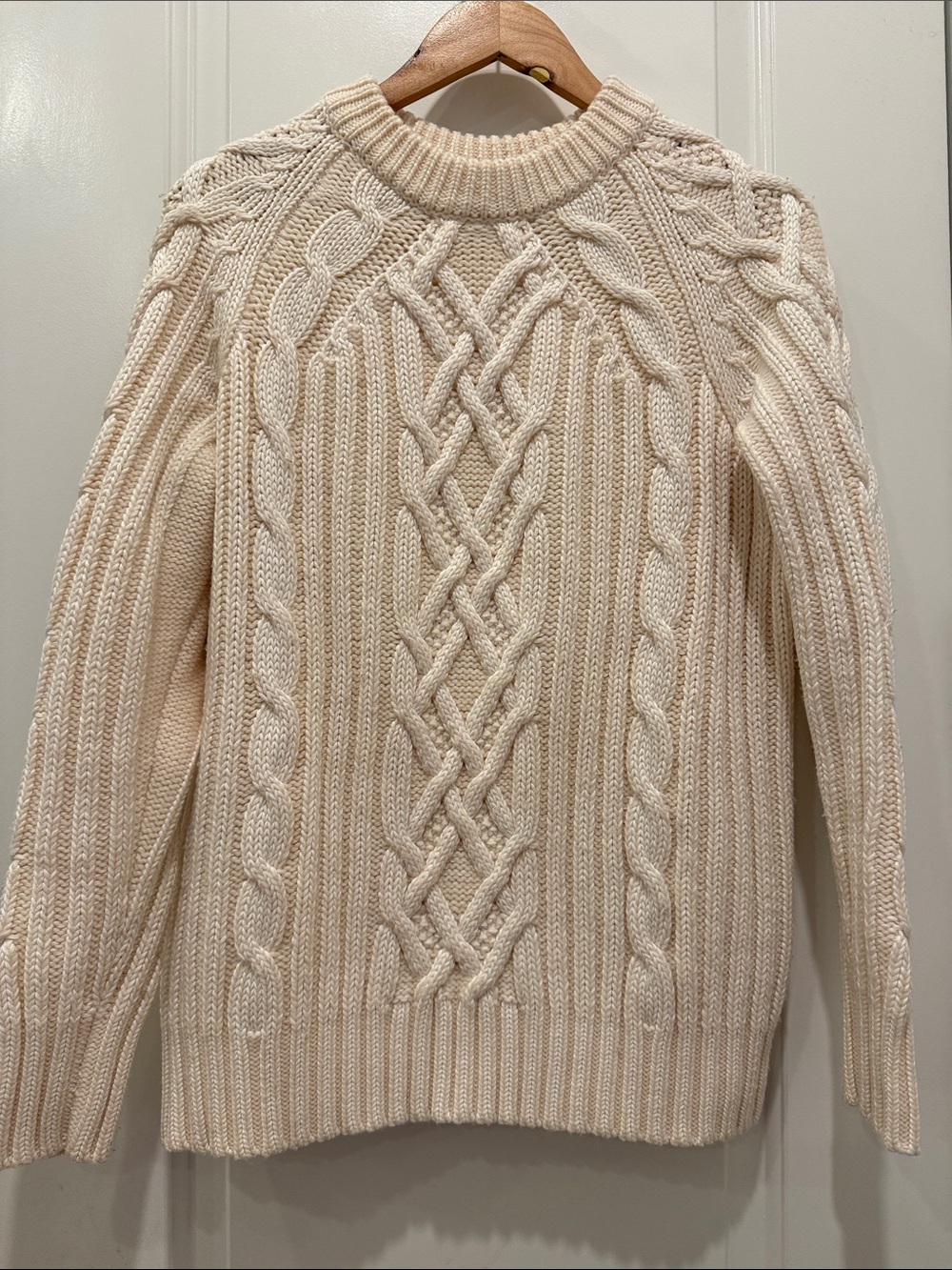 rag & bone Cream Cable-Knit Crewneck Sweater